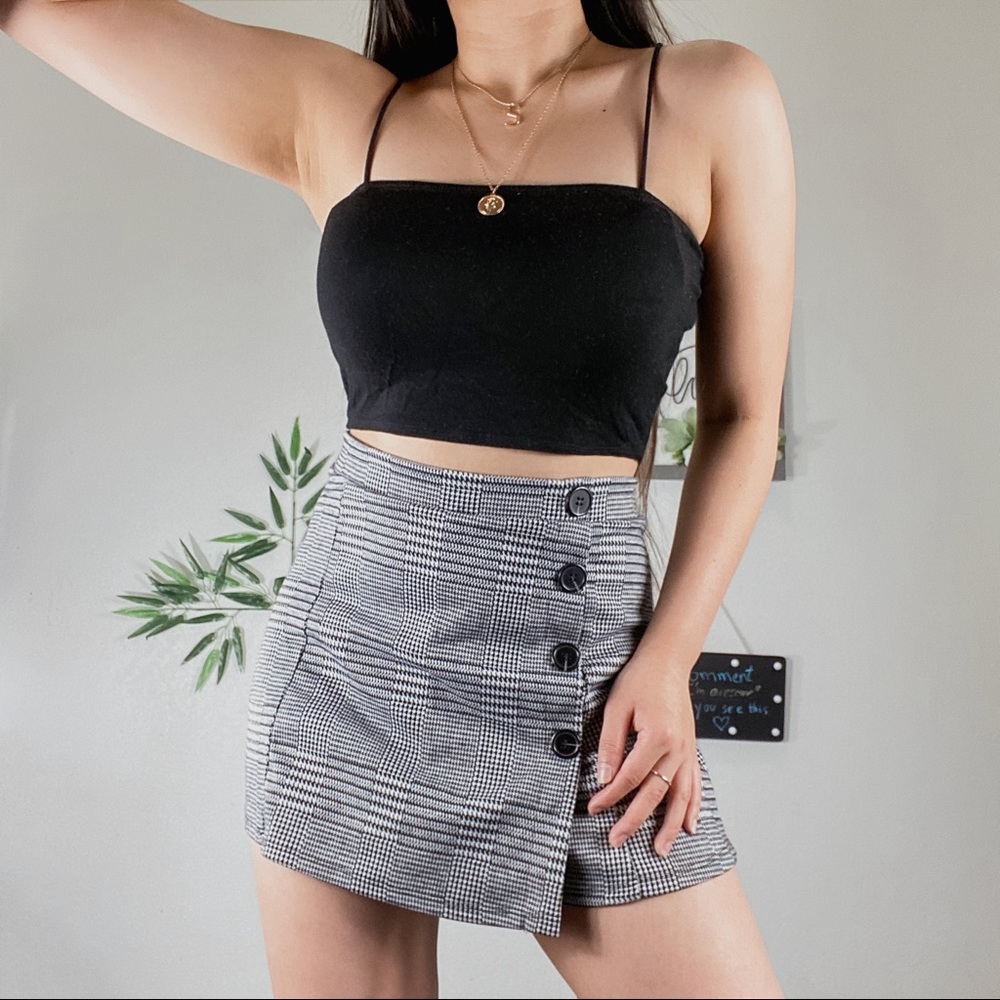 Plaid Checkered Skort Black and White